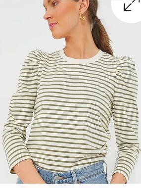 POMANDER PLACE xTuckernuck Olive Striped Vesty Long Sleeve Crewneck Size M